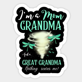 I’m A Mom Grandma And A Great Grandma Nothing Scares Me Cute Dragonflies Sticker